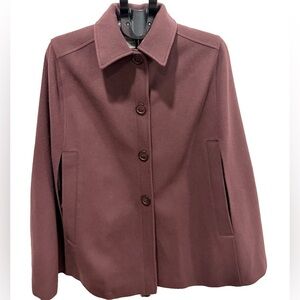 Helene Berman London SZ Small Wool Cashmere Blend Maroon Cape Button Front